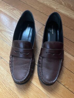 Reformation Ani Ruched Loafer in Brown Leather